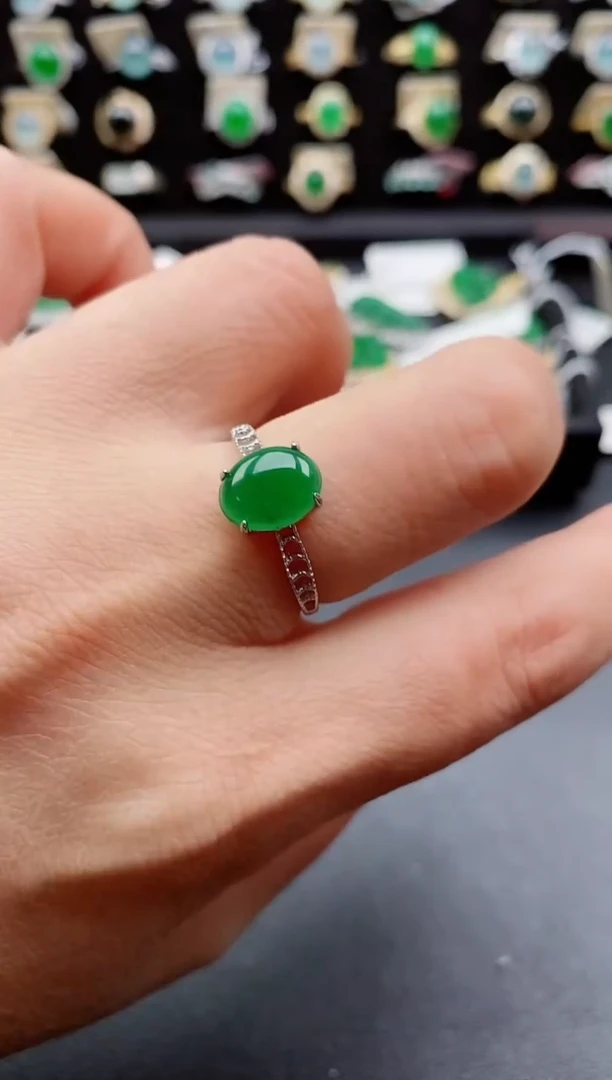 银S925镶嵌戒指翡翠1