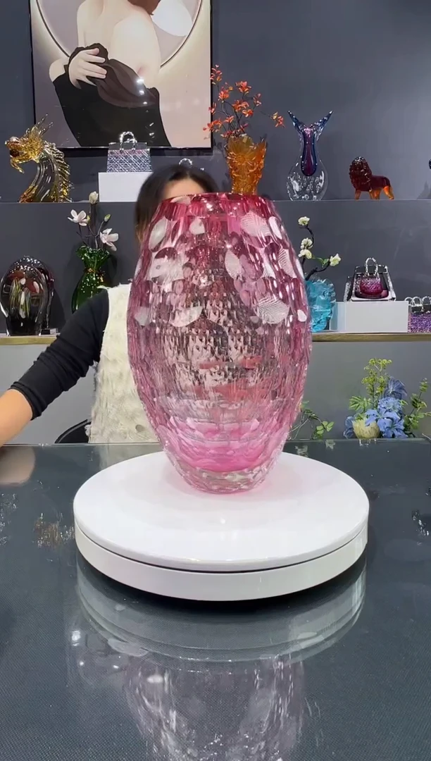 琉璃圆形造型金红大花瓶