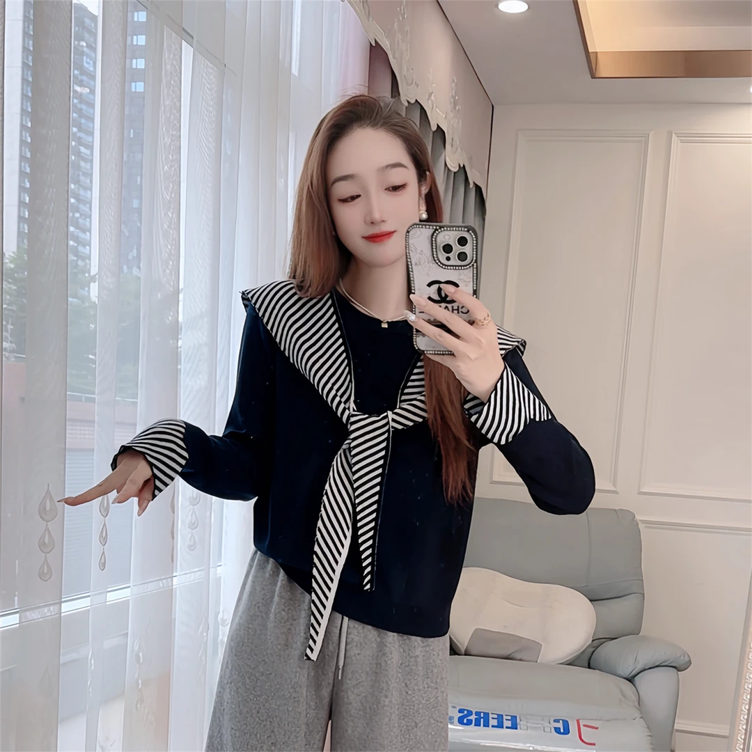 5177秋冬针织衫披肩两件套韩版圆领长袖女装气质百搭显瘦上衣