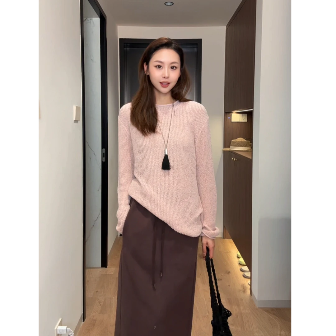简约小众针织衫女韩系早秋新款慵懒风宽松显瘦休闲长袖毛衣上衣