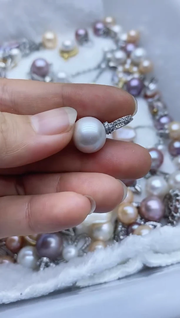 吊坠(不含链)银S925镶嵌淡水珍珠吊坠