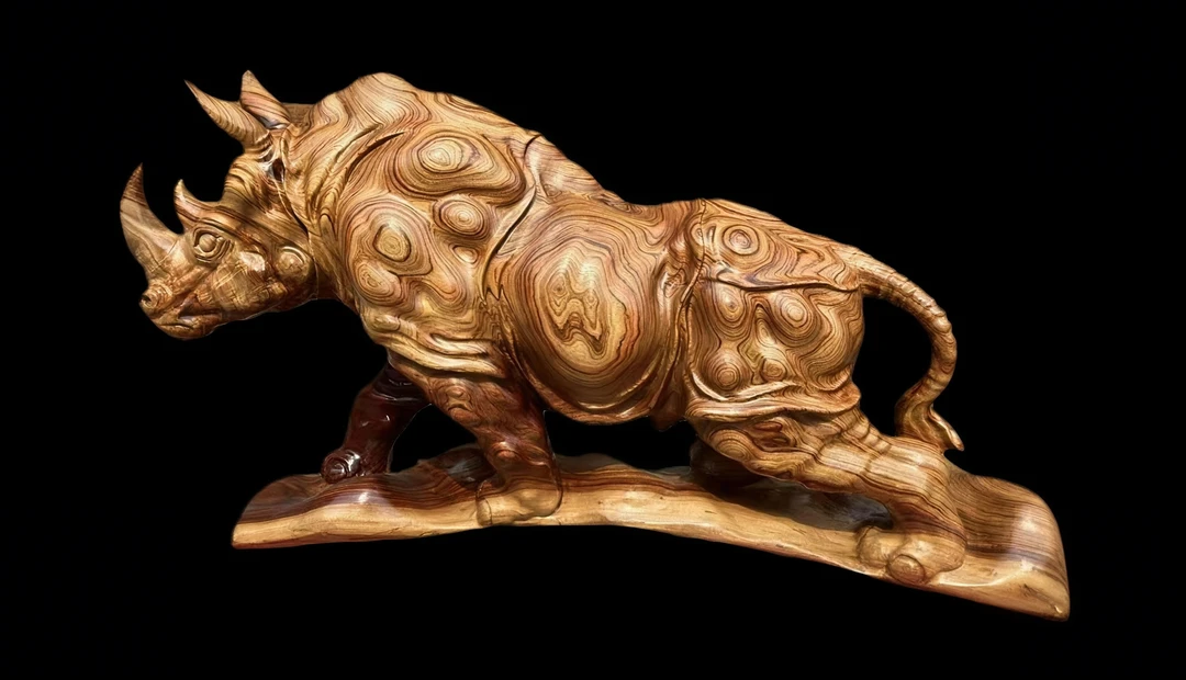 香樟木大号犀牛摆件#勇往直前，所向披靡#一物一拍，以直播间为准