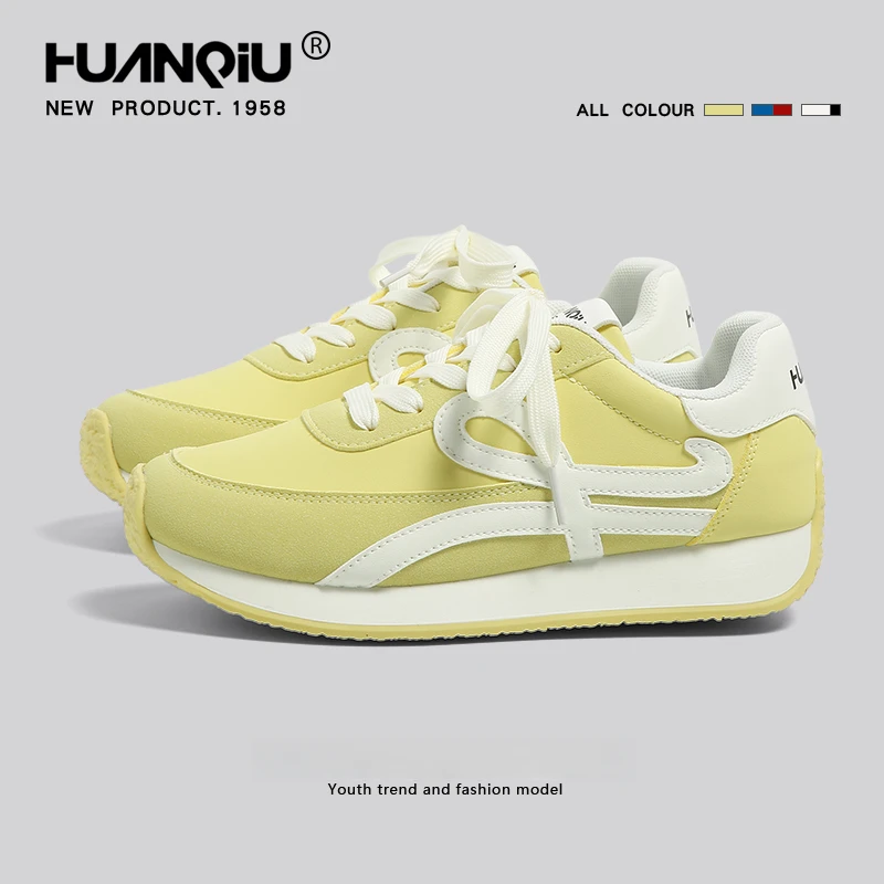 环球黄色德训鞋2025秋季新款女鞋百搭休闲阿甘鞋软底舒适运动鞋女