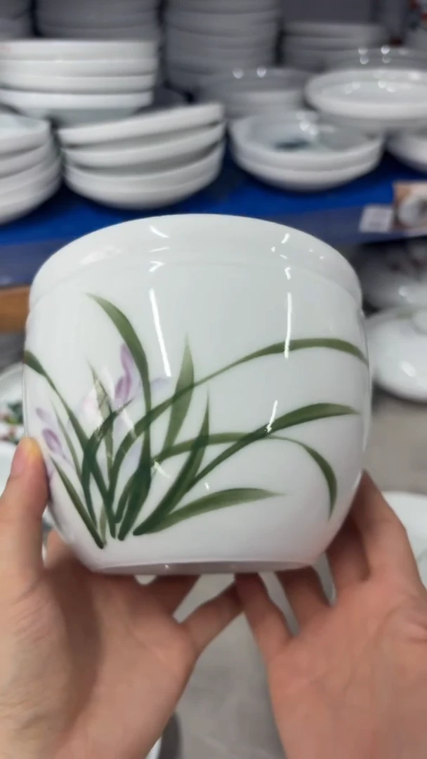 瓷片景德镇高温陶瓷食品级手绘釉中彩-茶洗