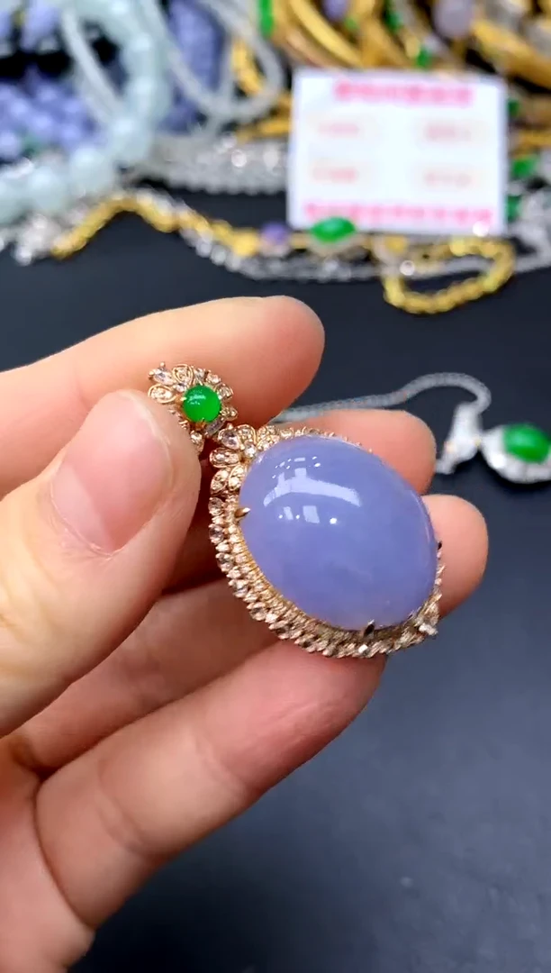 颈饰18K金镶嵌翡翠384-中国好珍宝