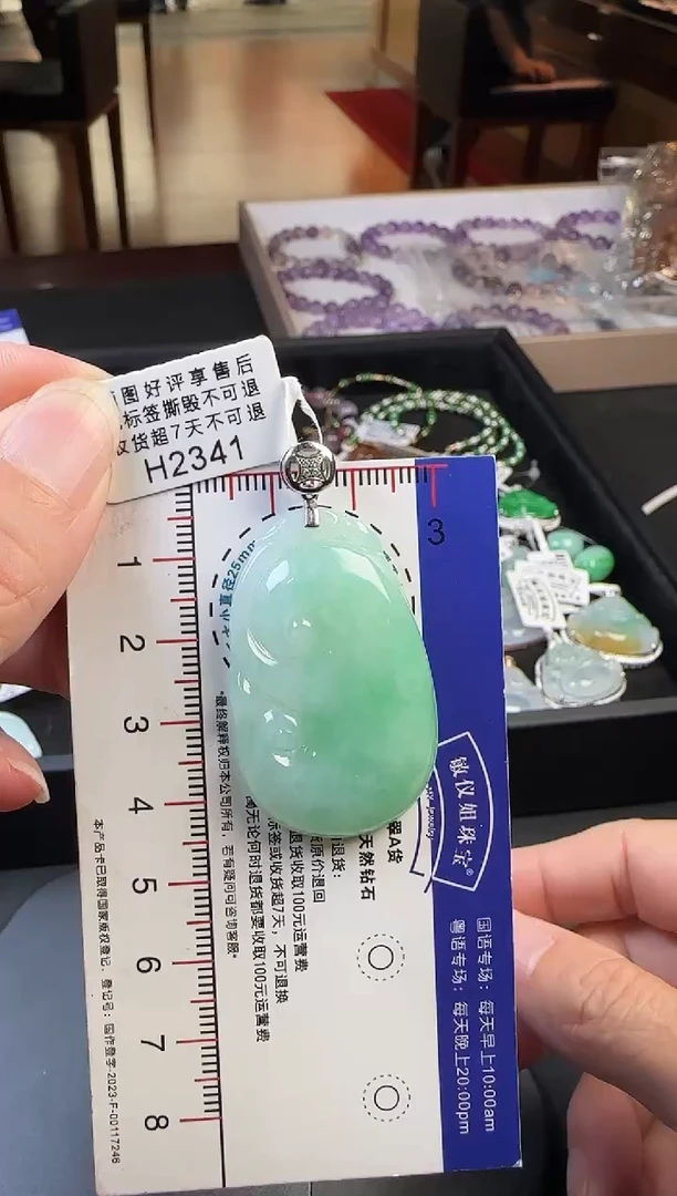 翡翠18K金镶嵌颈饰H2341如意