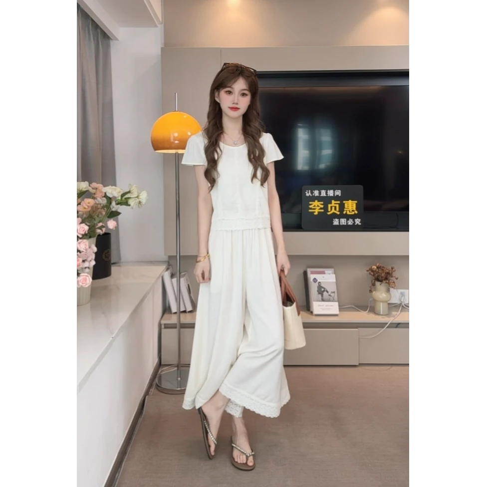 高级设计感夏季两件套新款短袖温婉大方法式套装