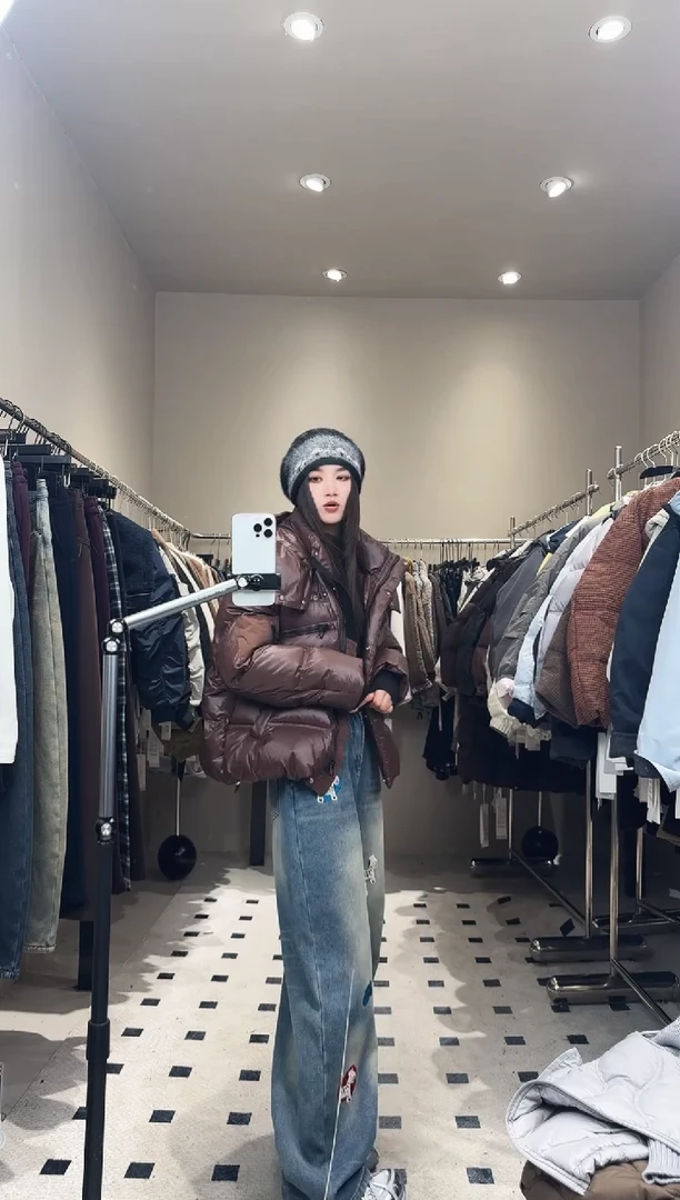 黑钻款羽羽服咖色戴帽0000