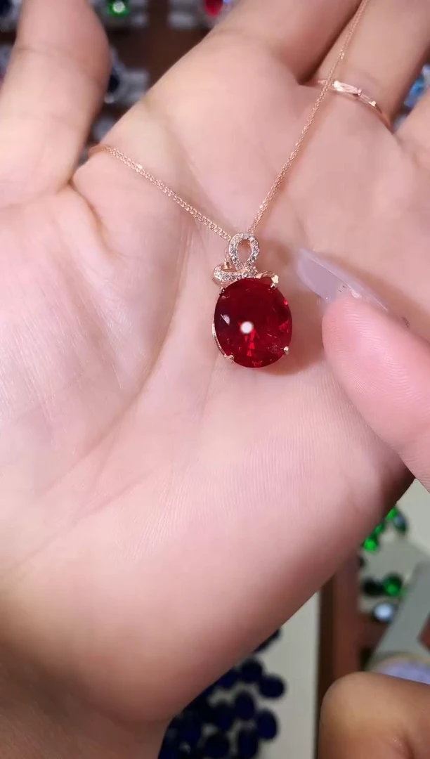 无吊坠925银鸽血红色吊坠