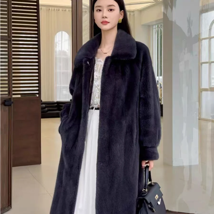 【品牌专柜双金标加厚】110厘米加长款雪兰貂立领冬季高端百搭外套