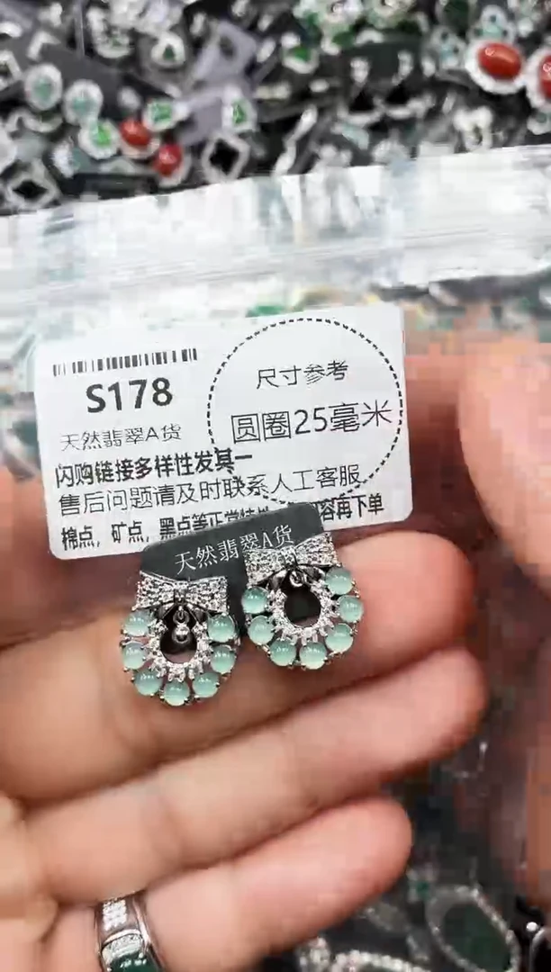 翡翠未镶嵌颈饰S178耳钉