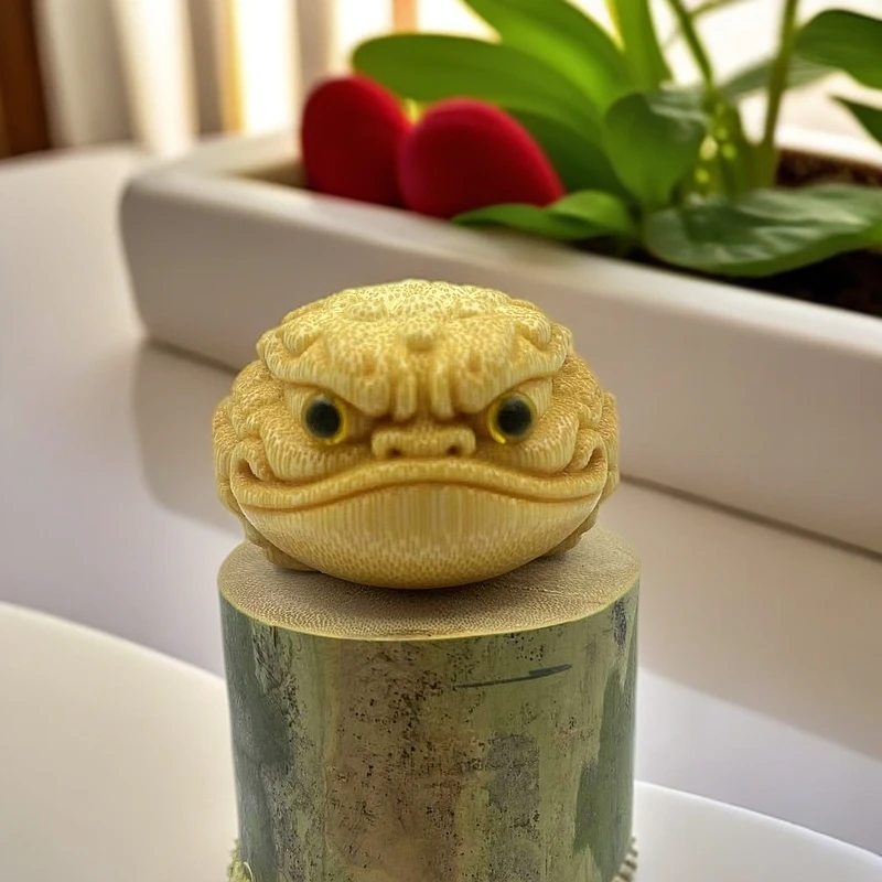 【陆陆玉竹文玩】实心竹雕经典三足金蟾扁恶霸5.0+ 送文玩油