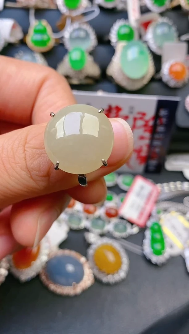 【闪购商品】翡翠戒指银S925镶嵌天然A货翡翠1