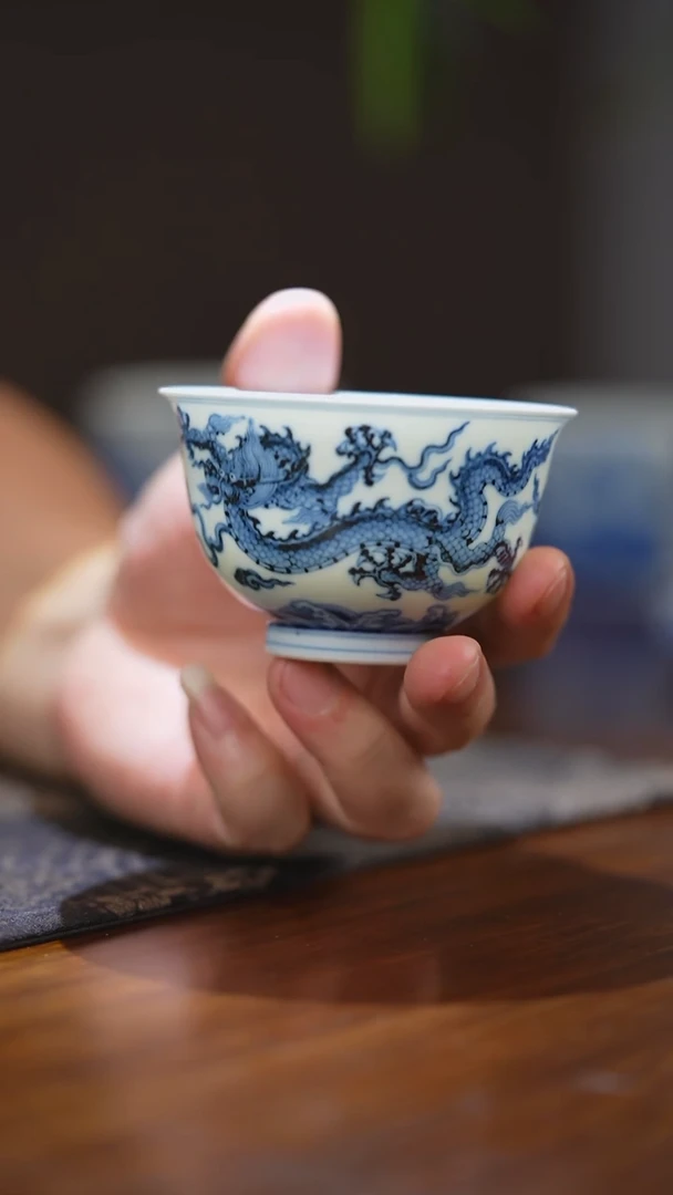 其他曦然堂仿明双龙薄胎单杯小微瑕漏价