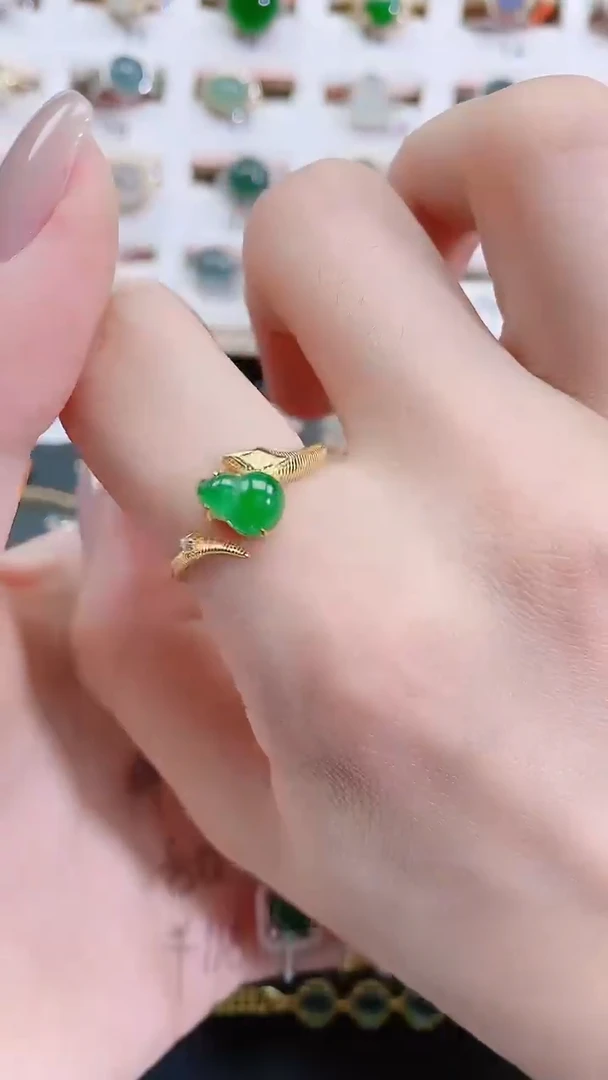 银S925镶嵌戒指翡翠天然翡翠