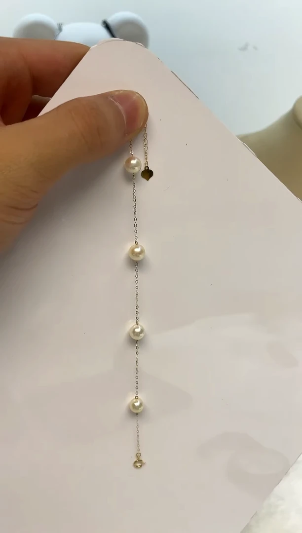 18K金镶嵌手绳海水珍珠6-7