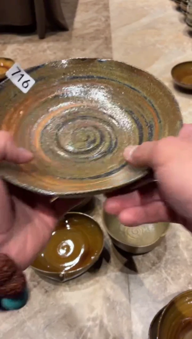 瓷片c*s716  微瑕粗陶棕手工斗碗1个