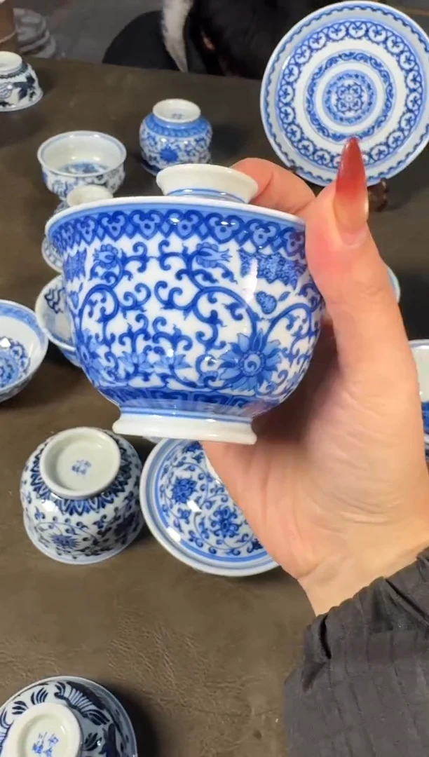 杯子陶瓷刘建锋窑仿清福禄盖碗