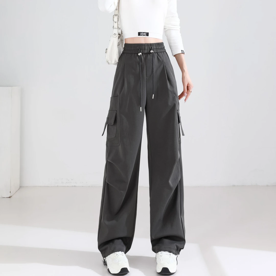 美式工装裤女春秋2025新款小个子休闲宽松束脚阔腿登山直筒运动裤