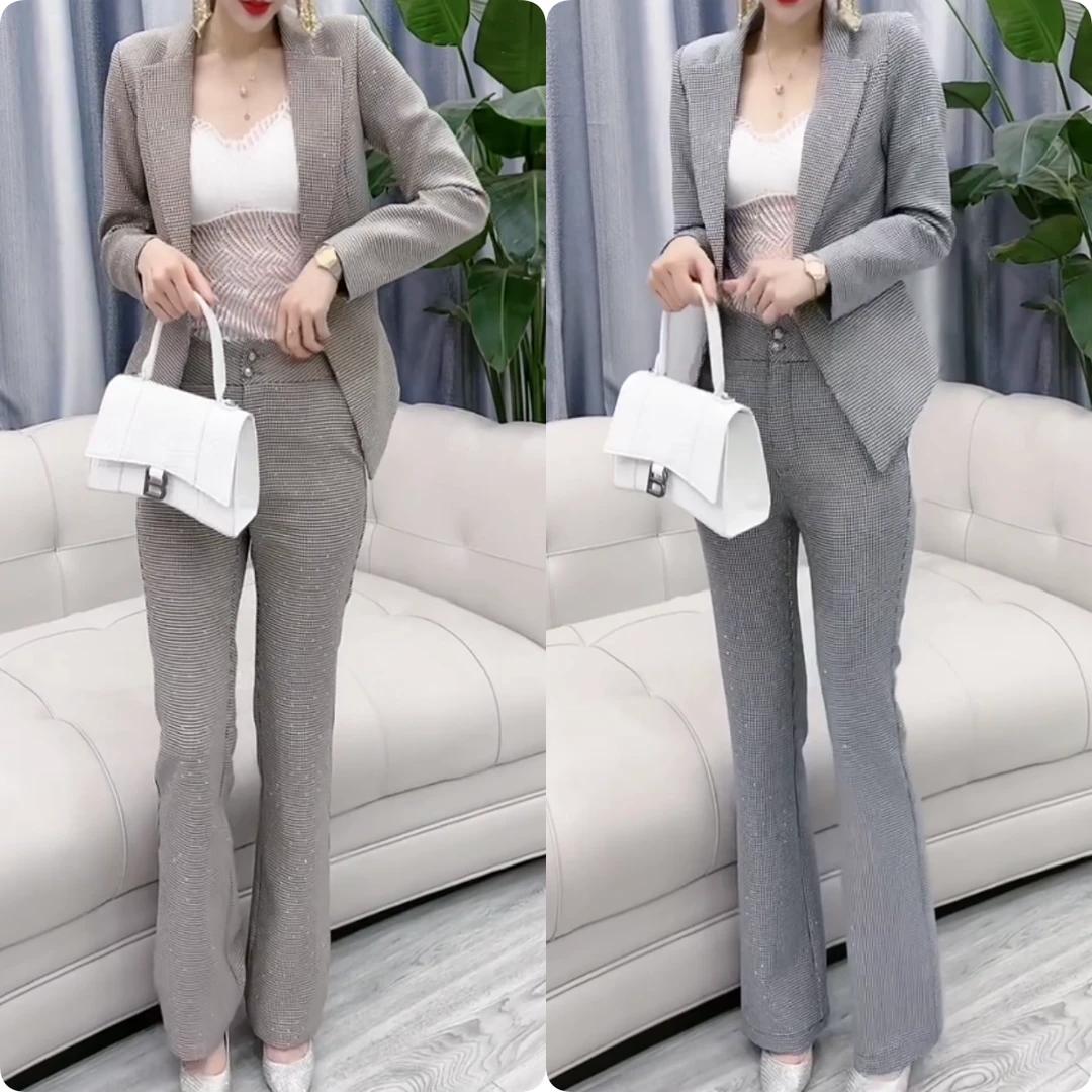 2025秋季新款时尚修身显瘦款女气质网红洋气两件套百搭款J019