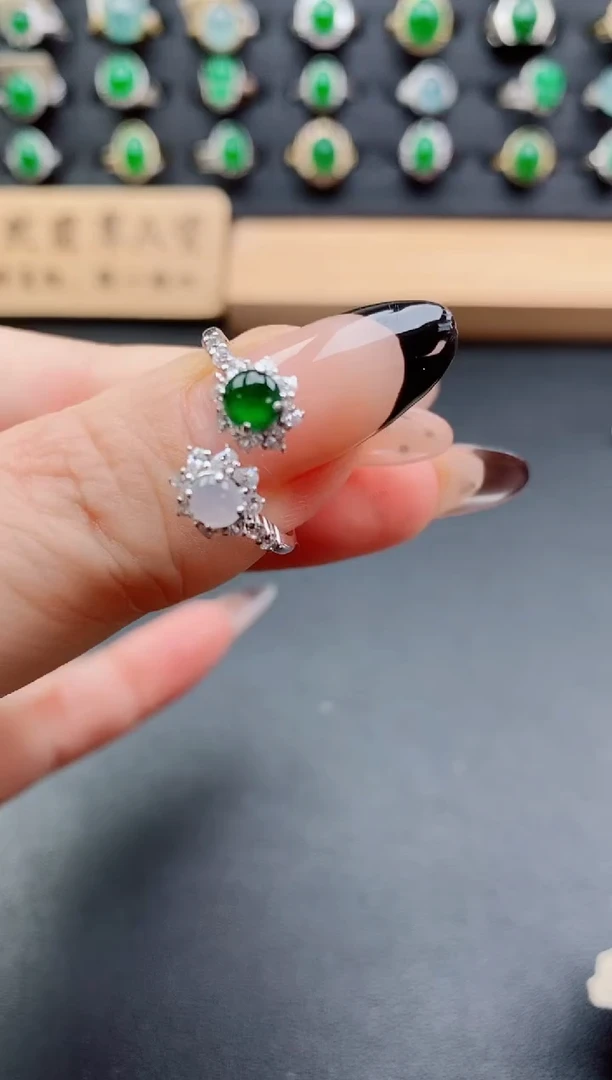 银S925镶嵌戒指翡翠121