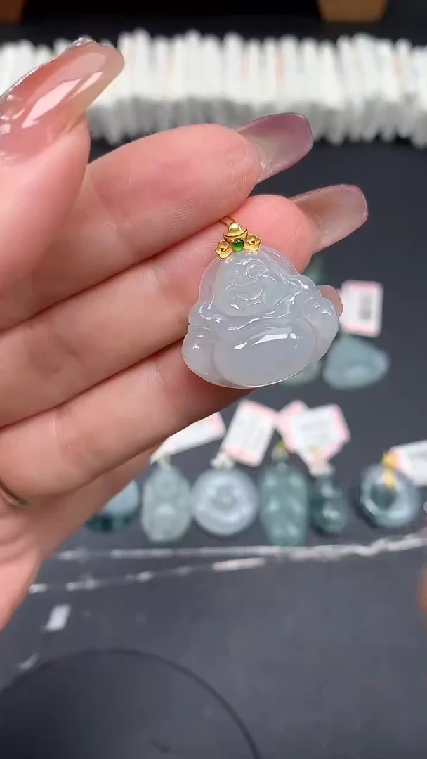 翡翠18K金镶嵌吊坠(不含链)MS190405