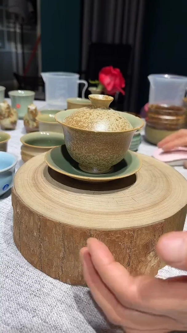 摆件陶原生态原矿草木灰盖碗