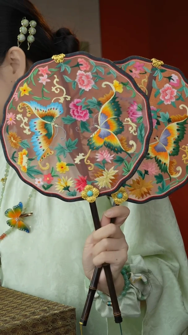 刺绣非遗苏绣紫竹团扇（不带扇盒）