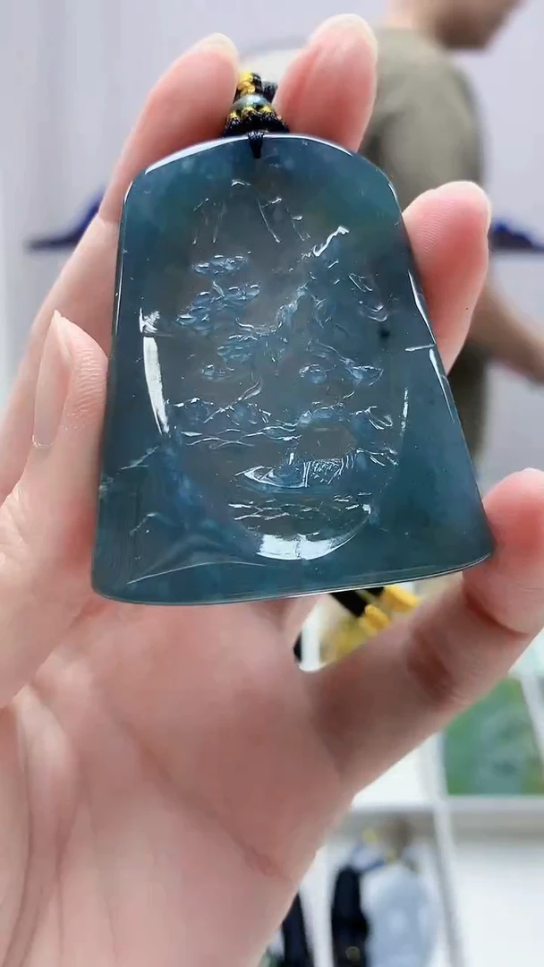 未镶嵌定制翡翠4917zm-毛货挂件山水78