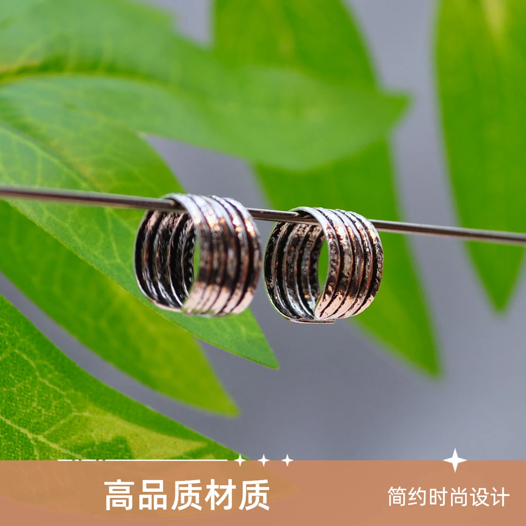 925银耳饰 泰国纯手工原创设计款S925银做旧民族风女士银耳夹