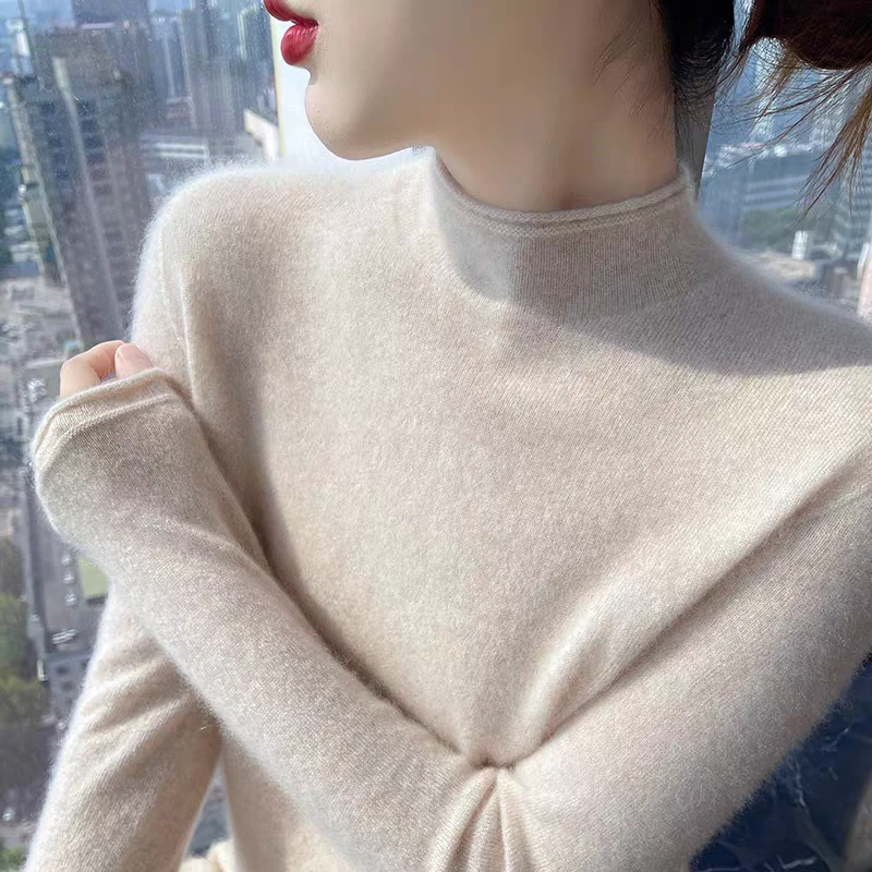 高档羊绒衫女半高领纯色针织衫内搭网红打底衫2025秋冬新款羊毛衫