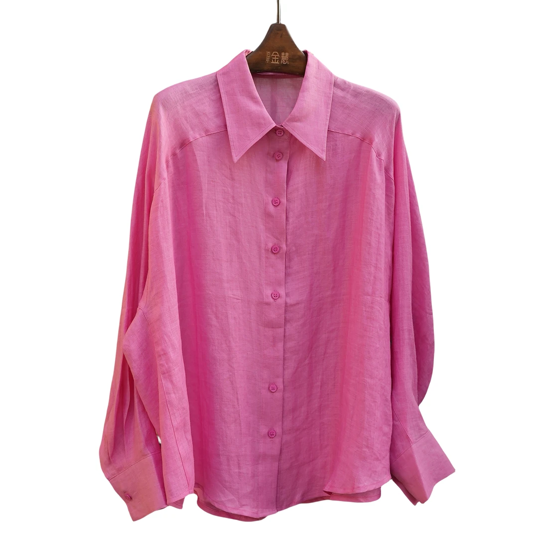 极简风翻领衬衫女装衬衣休闲