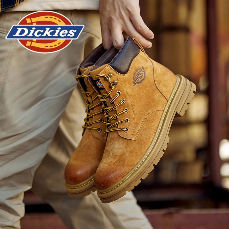 Dickies情侣款冬季新款马丁靴2025百搭时尚大黄靴加绒防滑靴子