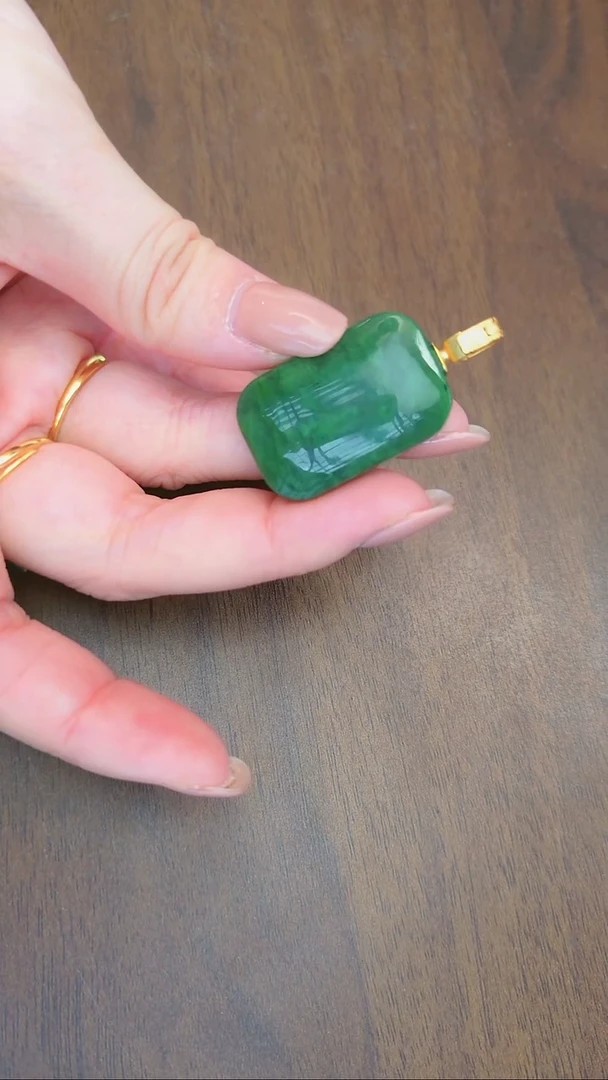 吊坠(赠链)银S925镶嵌和田玉碧玉无事牌吊坠