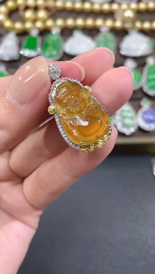 吊坠(不含链)18K金镶嵌翡翠C8