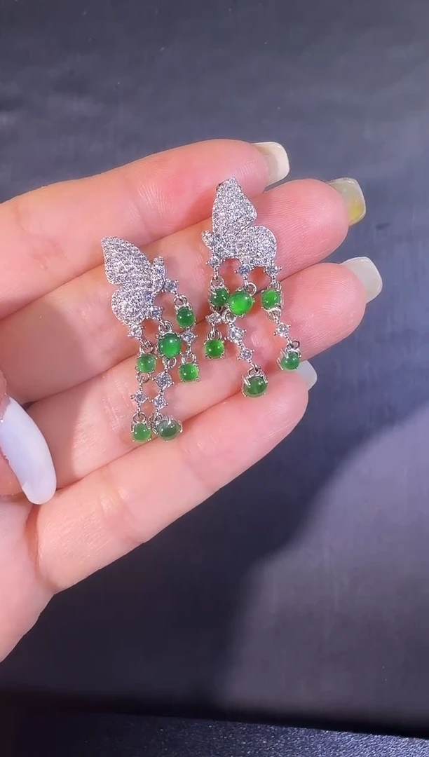 【闪购商品】翡翠耳饰银S925镶嵌耳钉