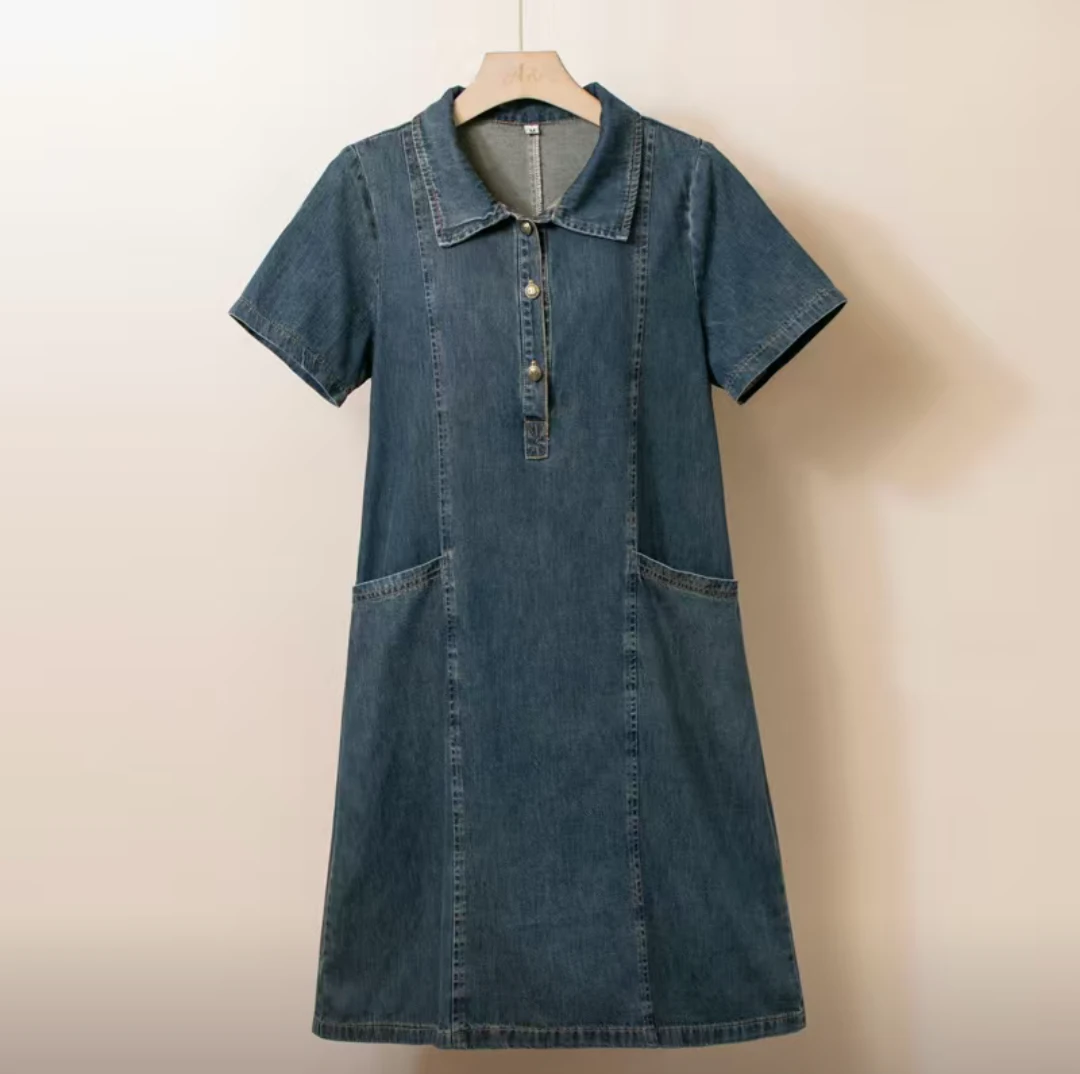 A353芬达拉链牛仔连衣裙NO退NO换