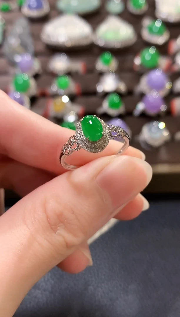 18K金镶嵌戒指翡翠a19