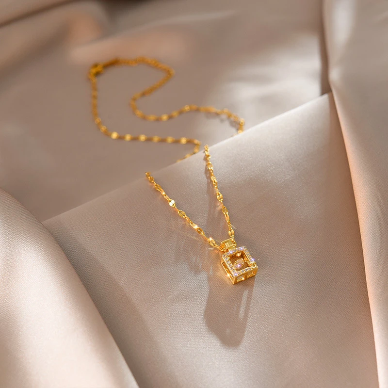 钛钢项链 新款灵动香水瓶项链气质简约时尚百搭小众文艺风博主