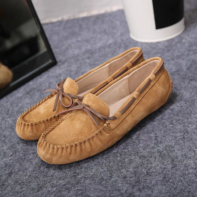 莞产高货~豆豆鞋女鞋春夏磨砂真皮休闲鞋防滑平底单鞋