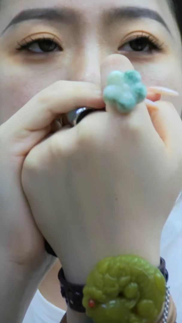 【闪购商品】透闪石-蛇纹石玉戒指银S925镶嵌戒指