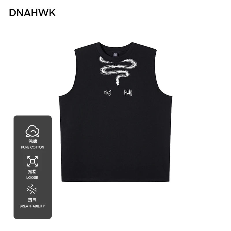 DNAHWK【宽松】蛇脊235g纯棉美式健身运动训练背心休闲夏季透气坎肩