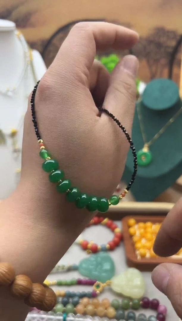 翡翠14K金镶嵌耳饰X858