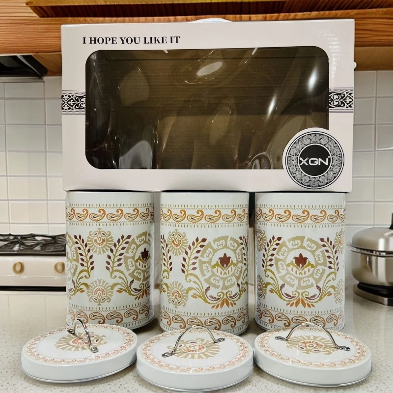 新疆包邮 【灰色巴达木花色三个调料瓶】 带礼盒家用高档创意简约