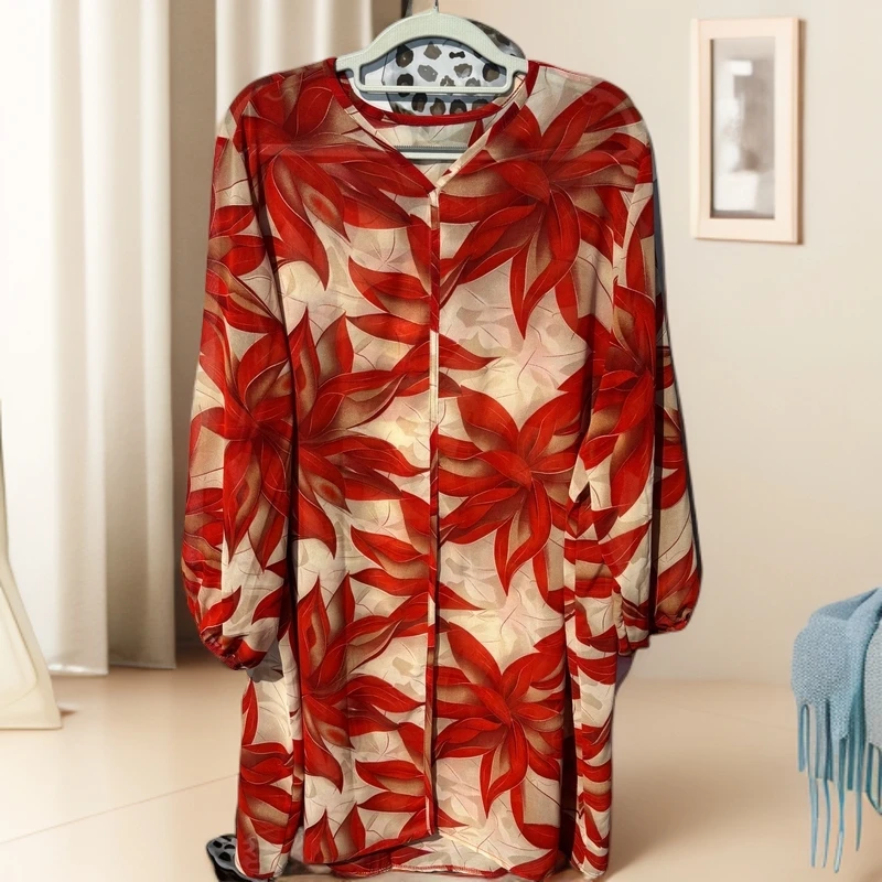 711V领罩衫上衣宽松显瘦时尚女士款中长款百搭夏季