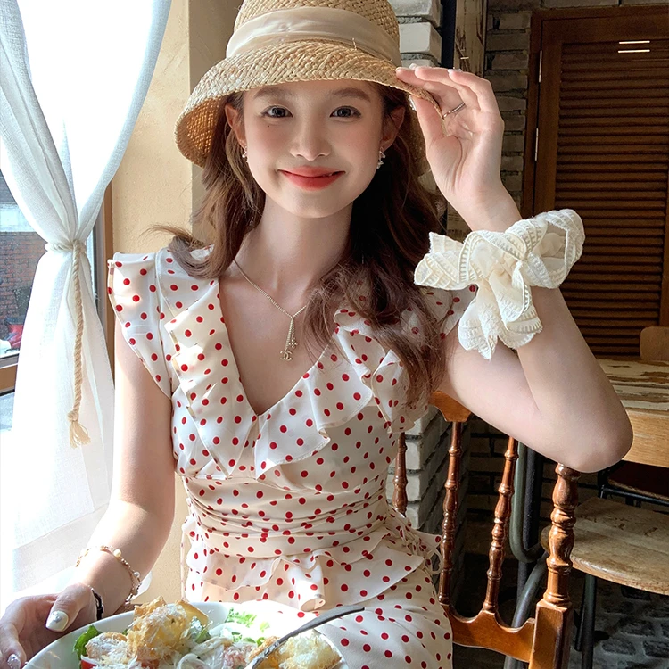 工厂清货福利~巴黎贝甜 韩系波点裙子