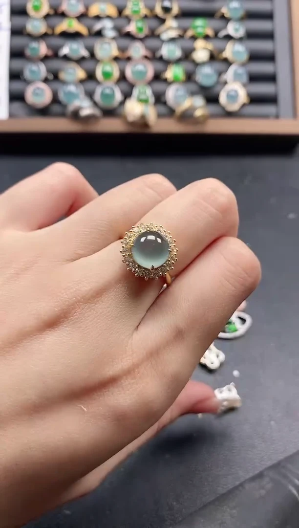 银S925镶嵌戒指翡翠5111