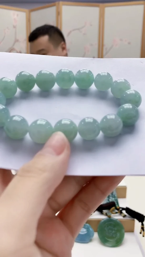未镶嵌定制翡翠4898lr-毛货手串81