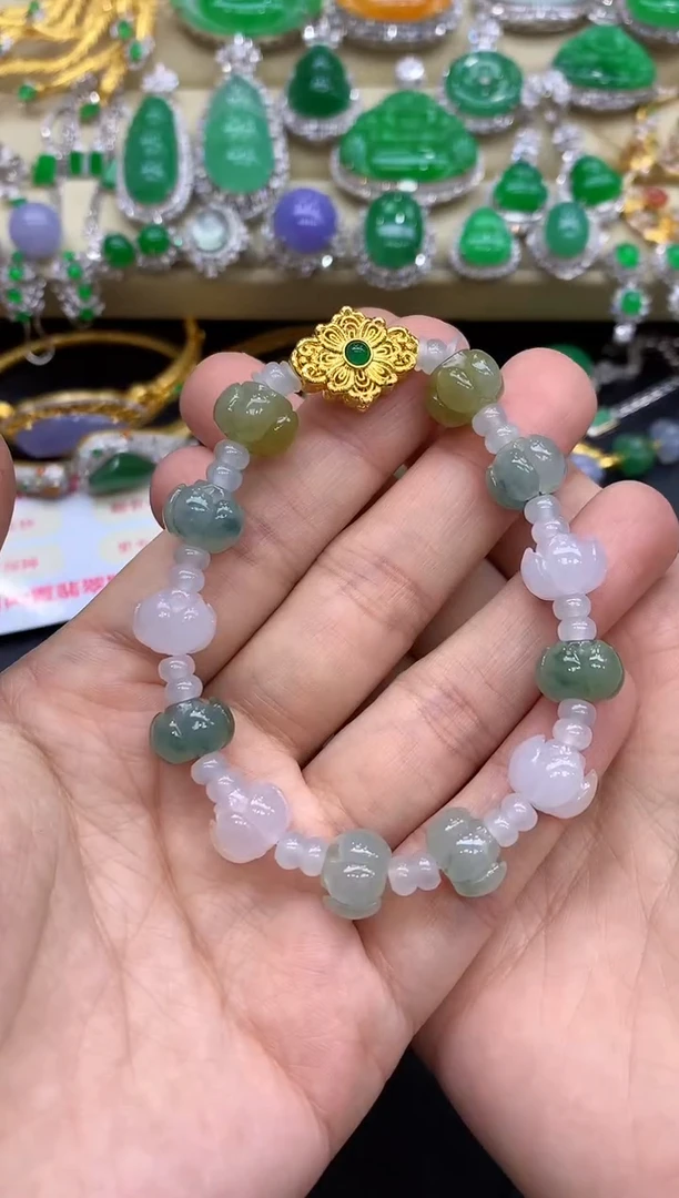 18K金镶嵌手链翡翠萱*霏194-中国好珍宝