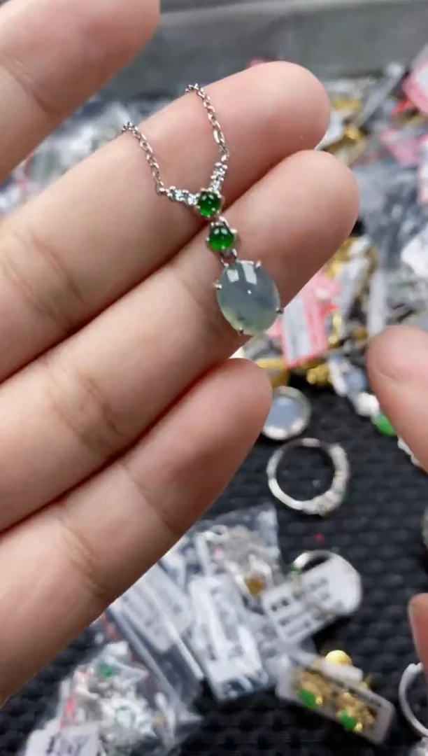 翡翠戒指银S925镶嵌9999---8